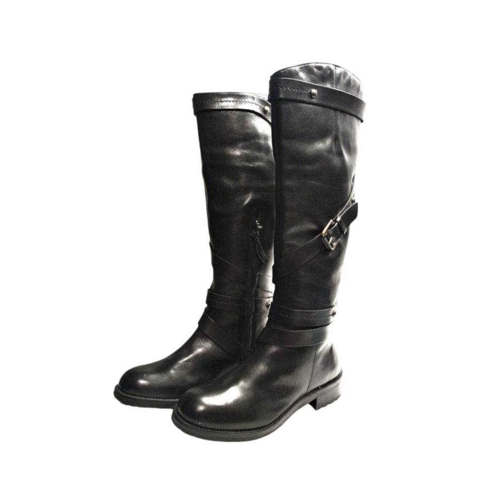 Anthropologie Shuler & Son Black Leather High Riding Boots size 5½ Equestrian Bo